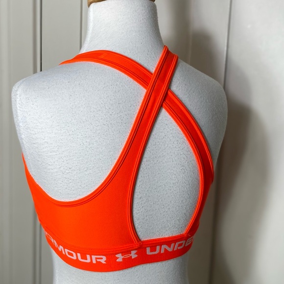 SAFETY ORANGE Sports Bra  - Under Armour - Crossback, Medium-Impact Sz S - Picture 7 of 10